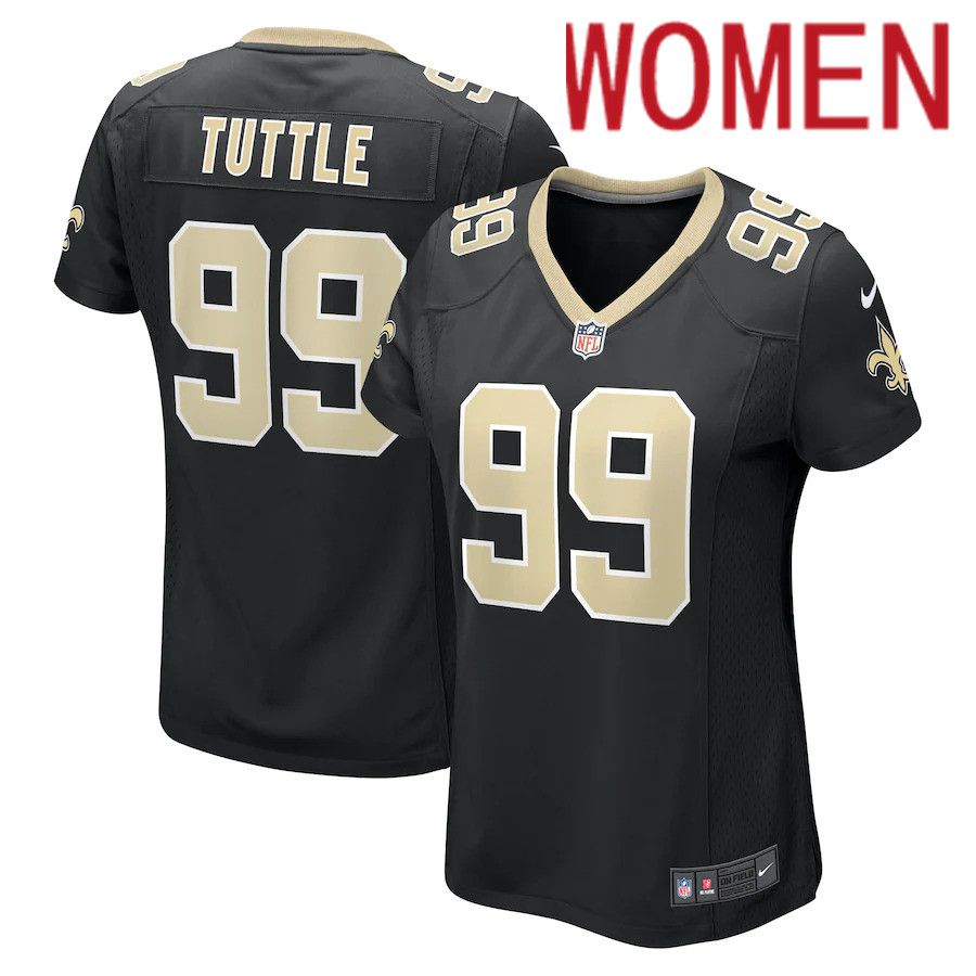 Cheap Women New Orleans Saints 99 Shy Tuttle Nike Black Game NFL Jersey